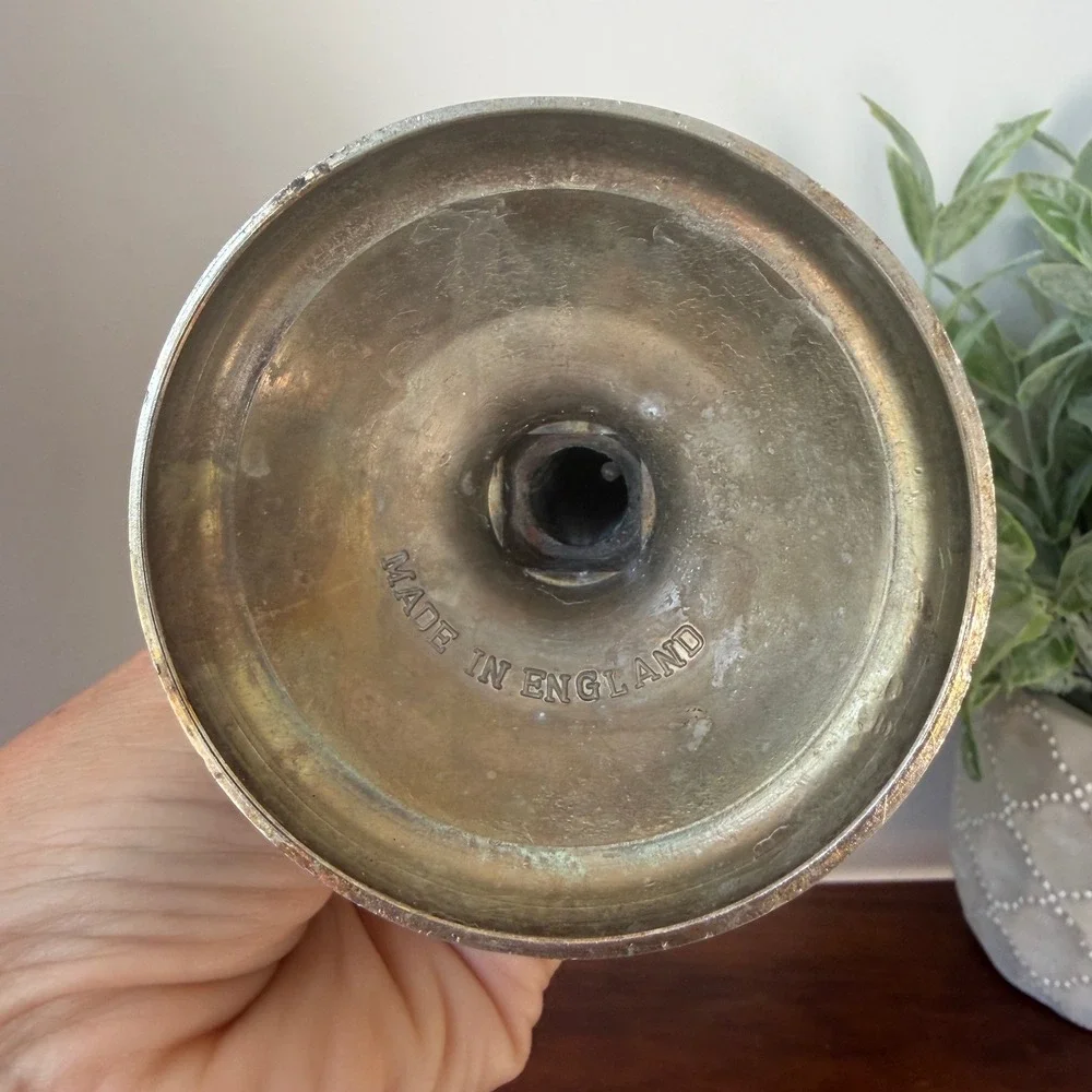 Vintage Made in England Brass Barley Twist Candlestick Holder Ornate Base 5.75in